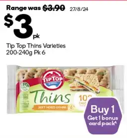 Woolworths Tip Top Thins Varieties offer