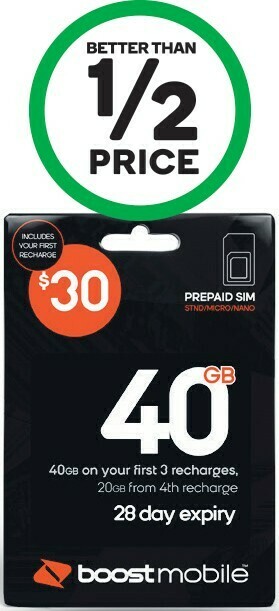 Woolworths BOOST $30 SIM* offer
