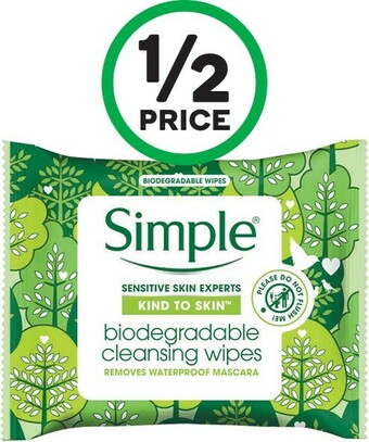 Woolworths Simple Biodegradable Face Wipes Pk 25 offer