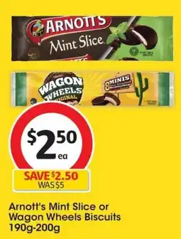 Coles Arnott's Mint Slice or Wagon Wheels Biscuits offer