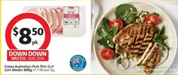 Coles Coles Australian Pork Thin Cut Loin Steaks offer