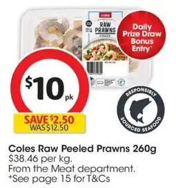 Coles Coles Raw Peeled Prawns offer
