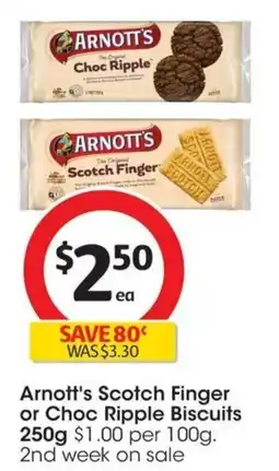 Coles Arnott's Scotch Finger or Choc Ripple Biscuits offer