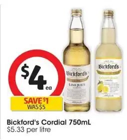 Coles Bickford's Cordial offer