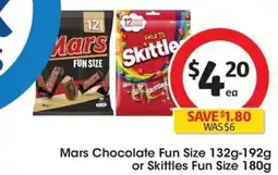 Coles Mars Chocolate Fun Size or Skittles Fun Size offer
