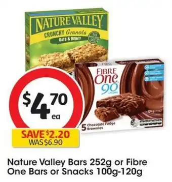 Coles Nature Valley Bars 252g or Fibre One Bars or Snacks offer