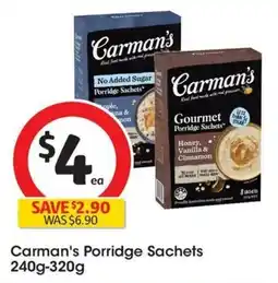 Coles Carman's Porridge Sachets offer
