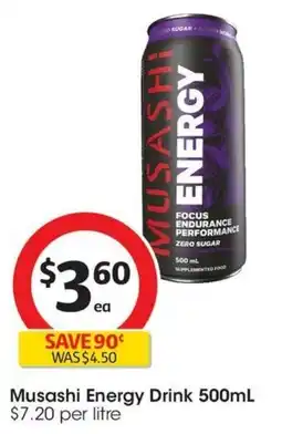 Coles Musashi Energy Drink offer