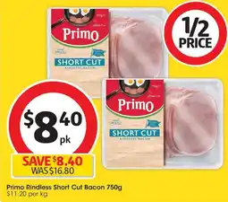 Coles Primo Rindless Short Cut Bacon offer