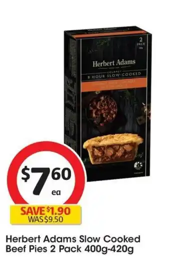 Coles Herbert Adams Slow Cooked Beef Pies 2 Pack offer