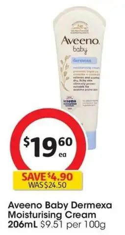 Coles Aveeno Baby Dermexa Moisturising Cream offer