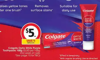 Coles Colgate Optic White Purple Toothpaste offer