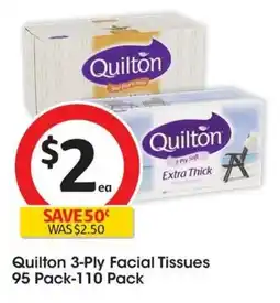 Coles Quilton 3-Ply Facial Tissues 95 Pack-110 Pack offer