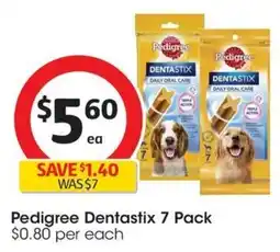 Coles Pedigree Dentastix 7 Pack offer