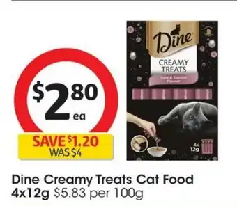 Coles Dine Creamy Treats Cat Food offer