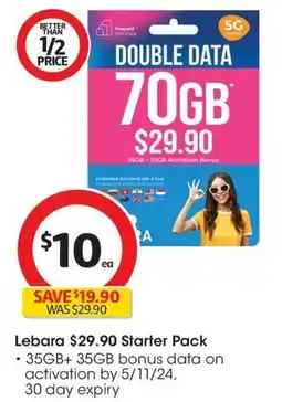 Coles Lebara 29.90 Starter Pack offer