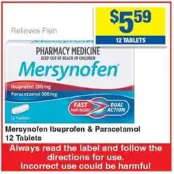 My Chemist Mersynofen Ibuprofen & Paracetamol 12 Tablets offer