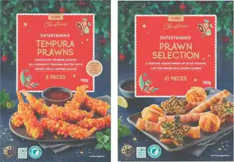 Coles Coles Tempura King Prawns with Sweet Chilli Dipping Sauce 196g or Coles Prawn or Vegetable Christmas Selection Pack 190g-204g offer