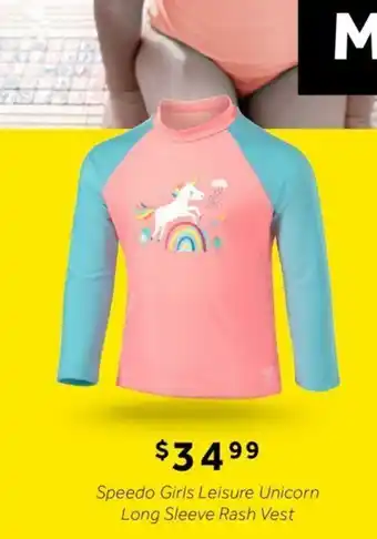Rebel Speedo Girls Leisure Unicorn Long Sleeve Rash Vest offer