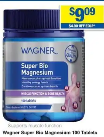 My Chemist Wagner Super Bio Magnesium 100 Tablets offer