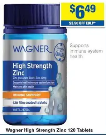 My Chemist Wagner High Strength Zinc 120 Tablets offer