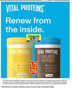 My Chemist Vital proteins collagen peptides lemon flavour or chocolate offer