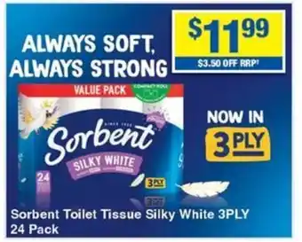 My Chemist Sorbent Toilet Tissue Silky White 3PLY 24 Pack offer