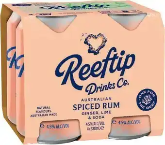 Coles Reeftip Ginger Lime & Soda Cans 4x330mL offer