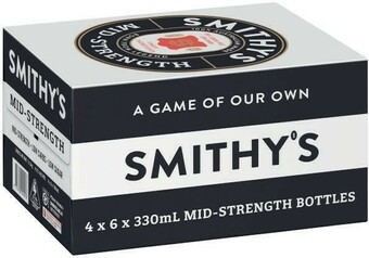 Smithy’s Mid Strength Bottles 24x330mL