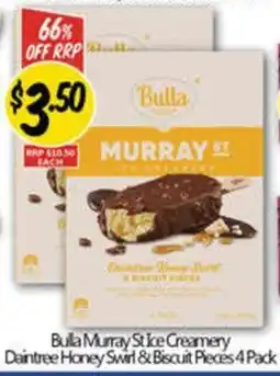 NQR Bulla Murray St Ice Creamery Daintree Honey Swirl & Biscuit Pieces 4 Pack offer