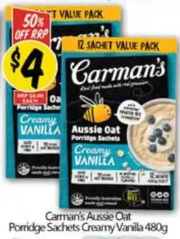 Carman's Aussie Oat Porridge Sachets Creamy Vanilla