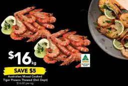 Drakes Australian Mixed Cooked Tiger Prawns Thawed offer