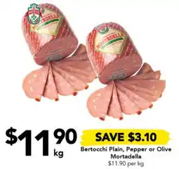 Drakes Bertocchi Plain, Pepper or Olive Mortadella offer