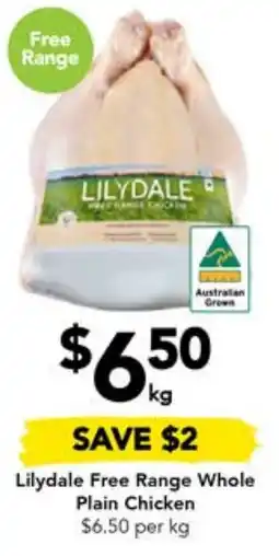 Drakes Lilydale Free Range Whole Plain Chicken offer