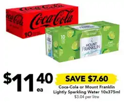 Drakes Coca-Cola or Mount Franklin Lightly Sparkling Water offer