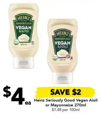 Drakes Heinz Seriously Good Vegan Aioli or Mayonnaise offer