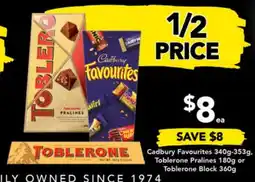 Drakes Cadbury Favourites , Toblerone Pralines  or Toblerone Block offer