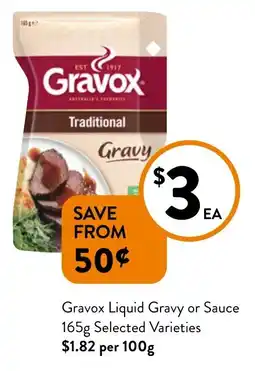 Foodworks Gravox Liquid Gravy or Sauce Selected Varieties offer