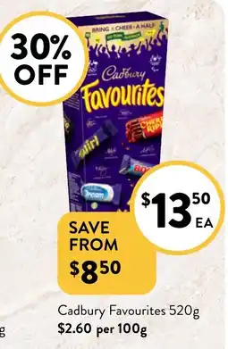 Foodworks Cadbury Favourites offer