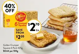 Foodworks Golden Crumpet Squares 6 Pack offer