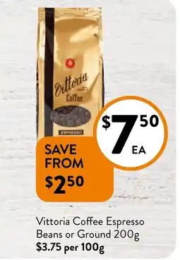 Vittoria Coffee Espresso Beans or Ground