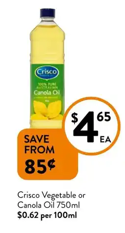 Foodworks Crisco Vegetable or Canola Oil offer