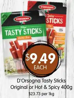 Spudshed D'Orsogna Tasty Sticks Original or Hot & Spicy offer