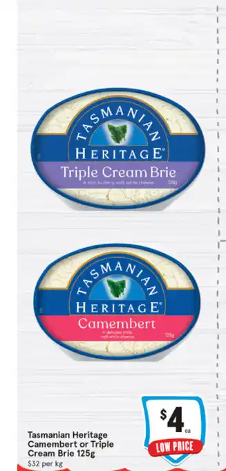 IGA Tasmanian Heritage Camembert or Triple Cream Brie 125g offer