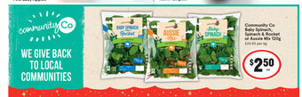 IGA Community Co Baby Spinach, Spinach & Rocket or Aussie Mix 120g offer