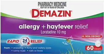 Soul Pattinson Chemist Demazin Allergy + Hayfever Relief 60 Tablets offer
