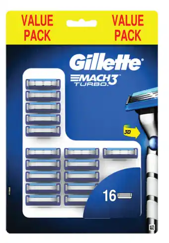 Shaver Shop Gillette mach3 turbo razor blades refill 16 pack offer