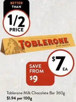 Foodworks Toblerone Milk Chocolate Bar offer
