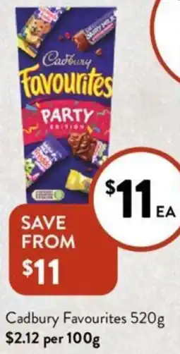 Foodworks Cadbury Favourites offer