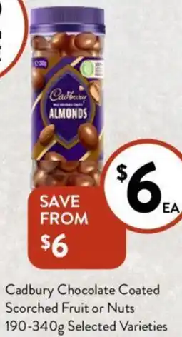 Foodworks Cadbury chocolate coated scorched fruit or nuts offer